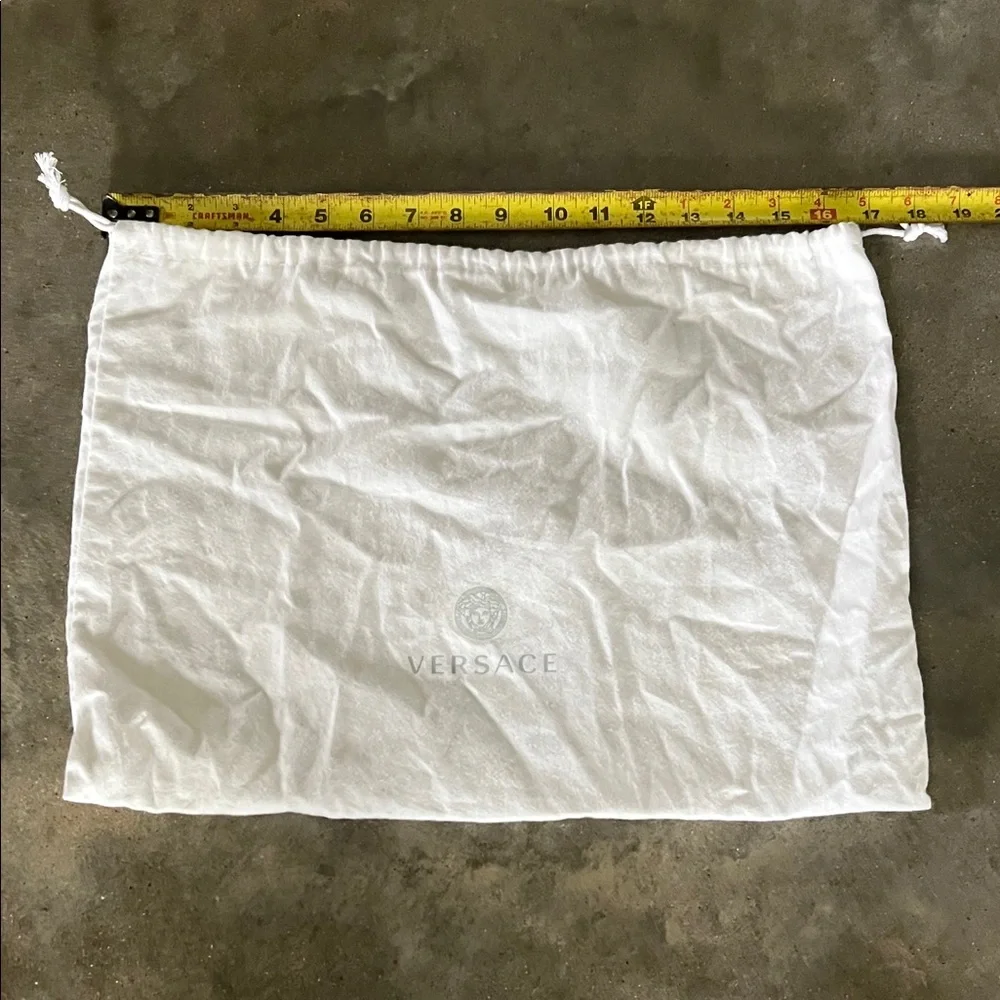 Authentic Versace White Drawstring Dust Bag with Gray Logo